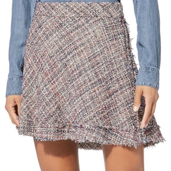 IRO Stoney Boucle Tweed Frayed Edge A Line Mini Skirt 38 M US 6 - Picture 2 of 10